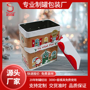Shenglian Factory New Design Christmas Tin Box Customized Room Type Tin Box Candy Cookies Christmas Gift Tin Can