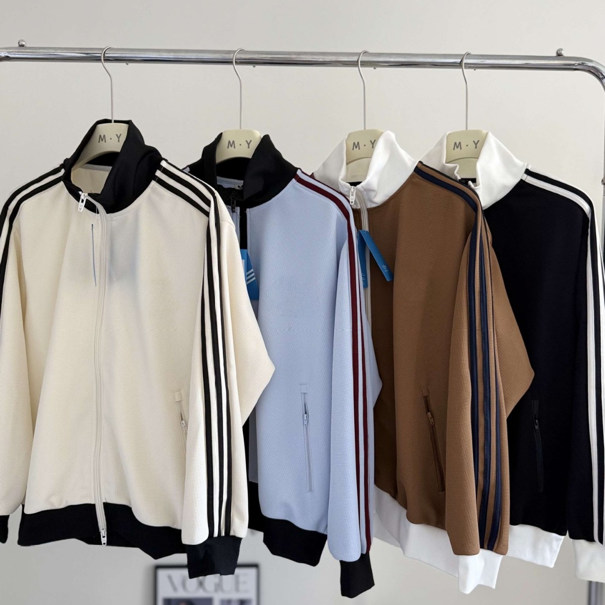 Correct version~26 Autumn New Vintage Three-Stripe Waffle Jacket for Men and Women Couples, High Quality