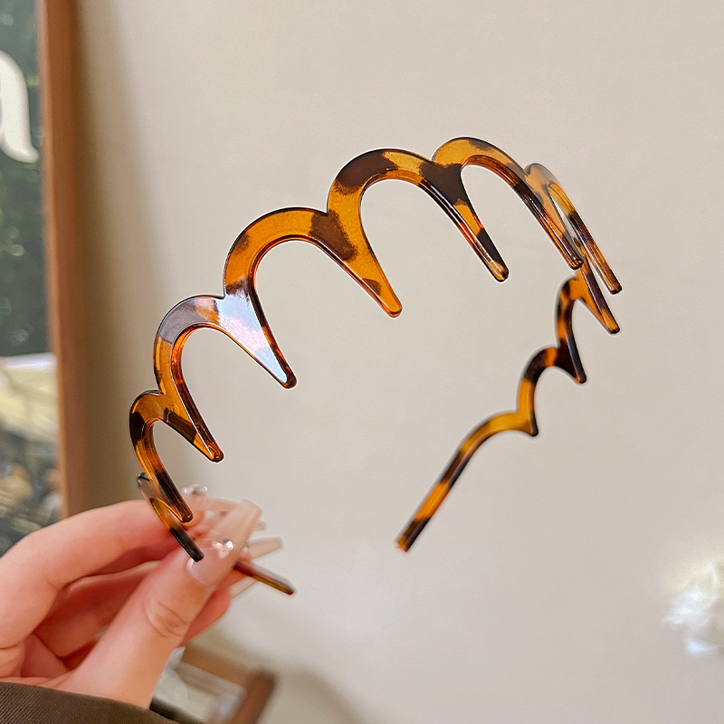 Coreano alto cráneo debe aumentar la altura esponjoso peludo ondulado banda de cabello de doble uso con dientes para mujeres