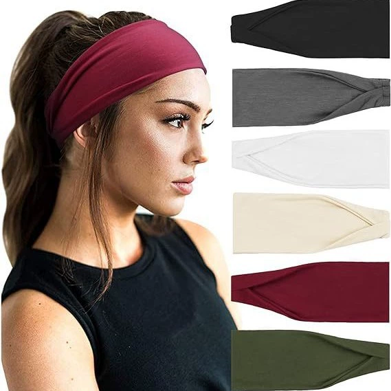 Сплошной цвет женский хлопчатобумажный повязка на голову поглощает пот-антиперспирант мужской спорт йога бег волос ремень для фитнеса эластичная мягкая тюрбана