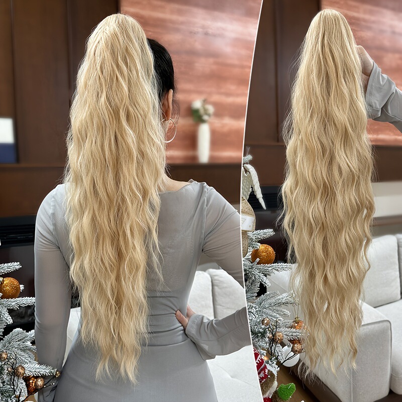 Foreign Trade European, American, and Latin American Curly Hair Water Wave Wool Curls Ponytail Wig Claw Clip Cornrows High Ponytail Wig Braids