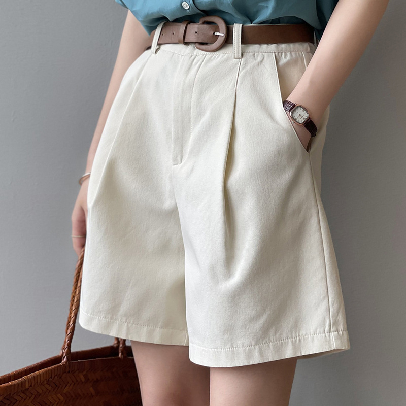 Suit Shorts Women's Summer Korean Style High-Waisted Loose Wide-Leg Pants Small Casual Overalls Mid-Length Pants