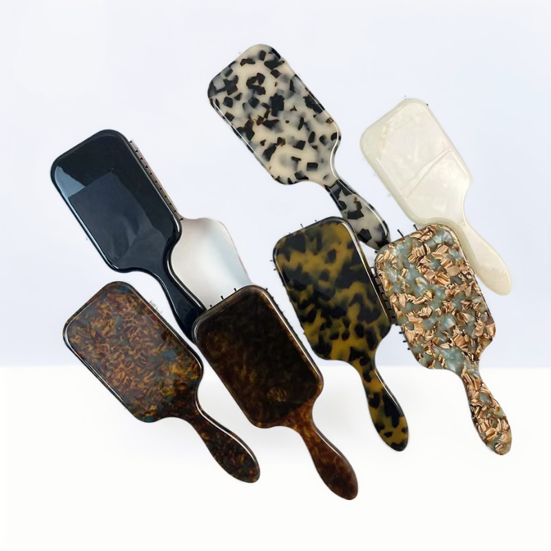 Peine de cojín de color de acetato de exportación transfronteriza, peine de bolsa de aire de forma esponjosa para el hogar para damas populares europeas y americanas