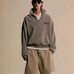 エッセンティルスの新型秋冬前後のプリントPOLO襟とベルベットのシンプルな男女カップルの上着