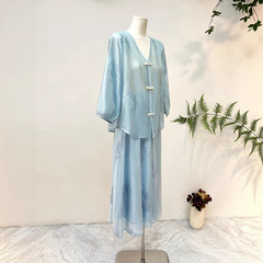 新中国風網糸刺繍セット2025夏の新型レトロ高級感上着スカート2点セット
