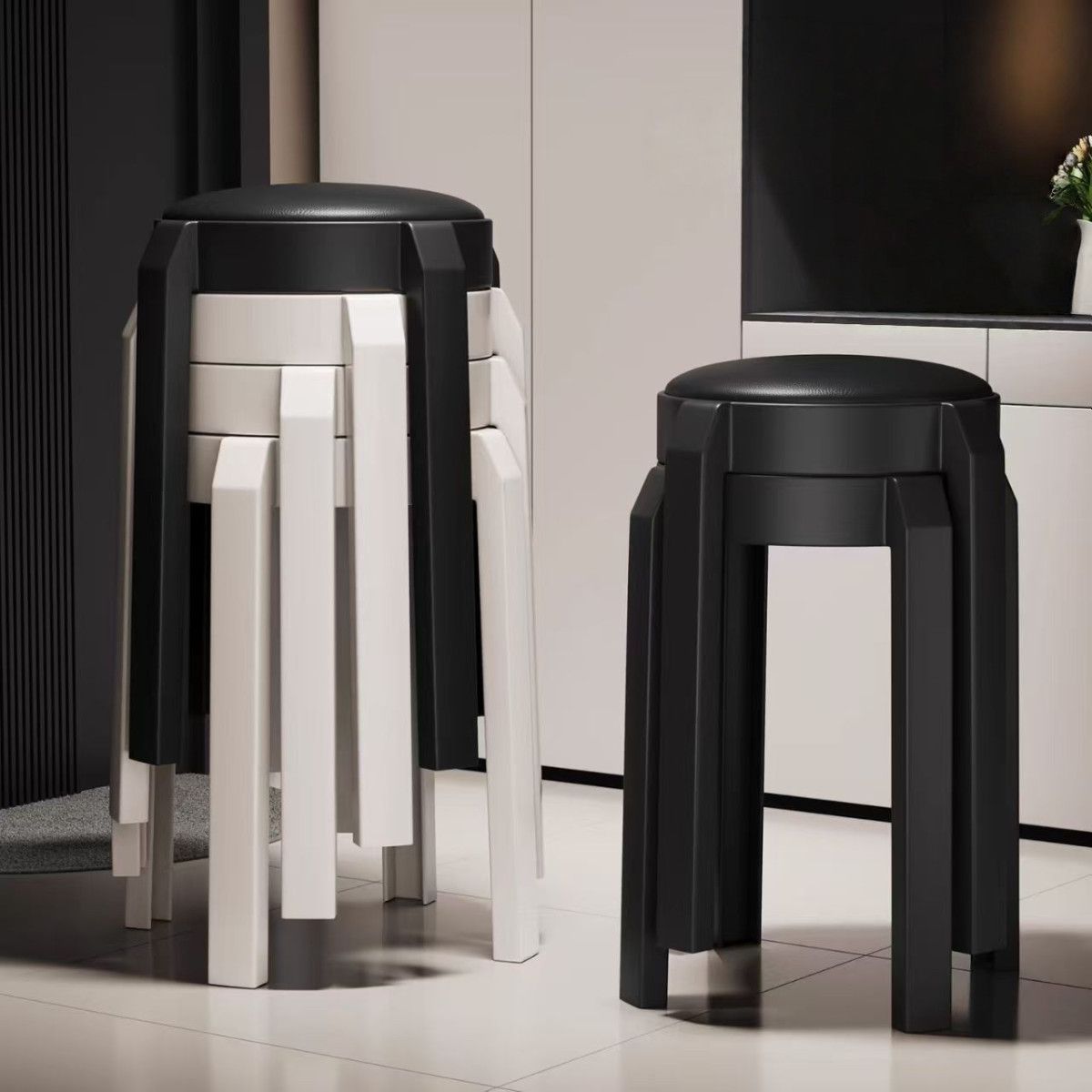 Home Soft Bag Stool, Ultra-Soft, Stackable, Storage Plastic Stool, Dining Chair, Home Dining Stool, Trendy High Stool, Round Stool, Extra Thick