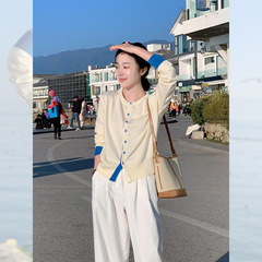 假两件短款开衫内搭毛衣外套女秋冬季新款小个子打底针织衫上衣