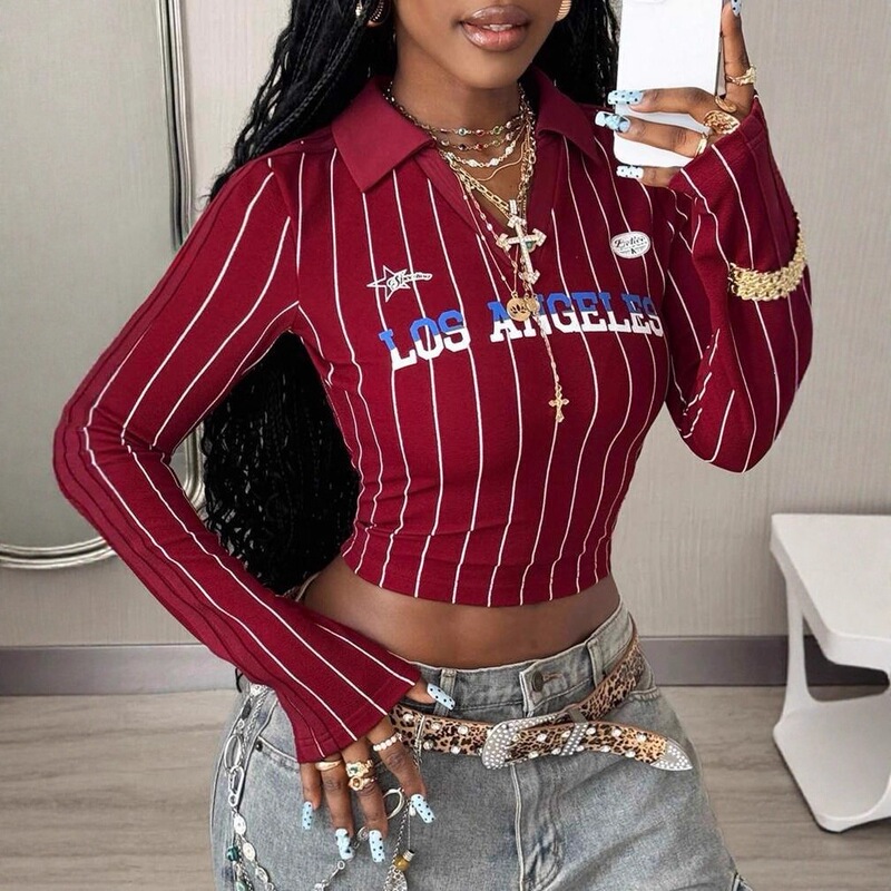 Temu Polo Style Women's Shirt with a High-End Feel, Light Luxury, Mature Style, Striped Long-Sleeve Women's Plaid Shirt Temu Polo Style Women's Shirt with a High-End Feel, Light Luxury, Mature Style, Striped Long-Sleeve Women's Plaid Shirt