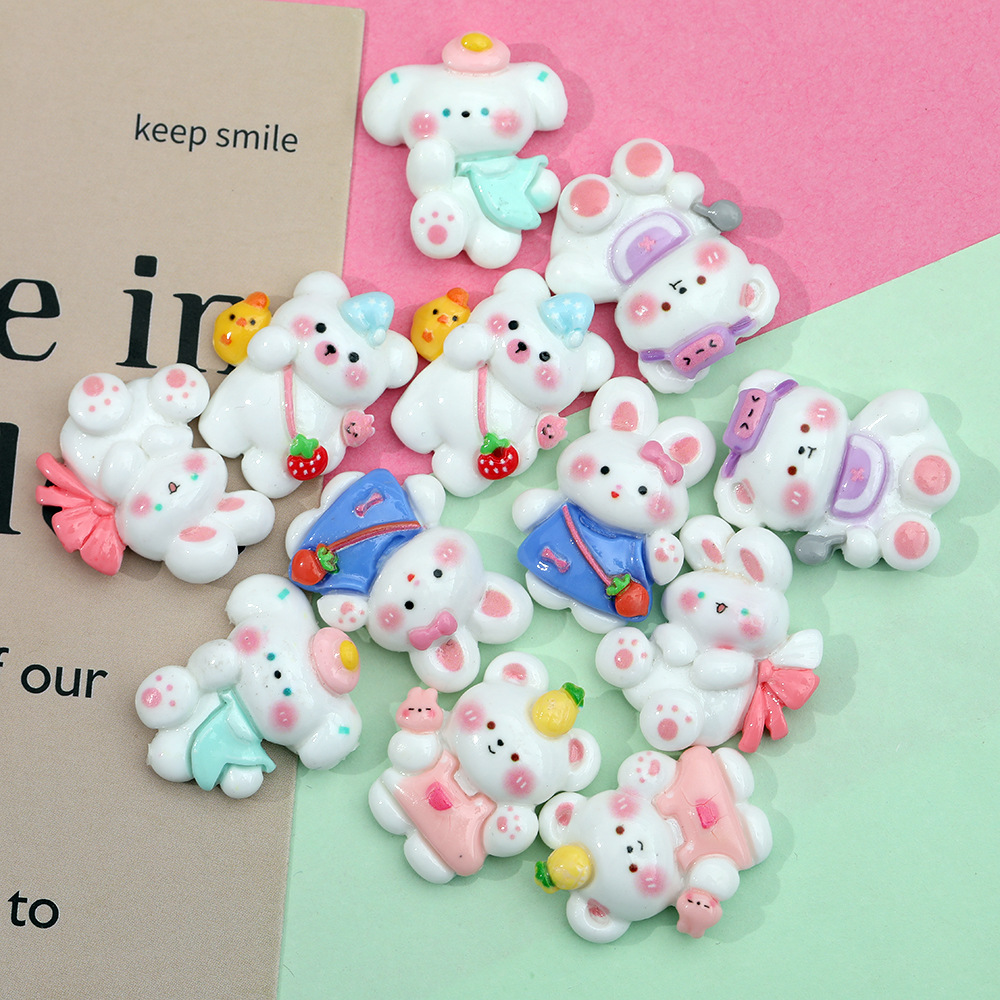 Lindo otoño mochila de viaje oso DIY accesorios de resina de goma crema caja del teléfono accesorios para el cabello colgante material al por mayor de nuevo Pato Conejo