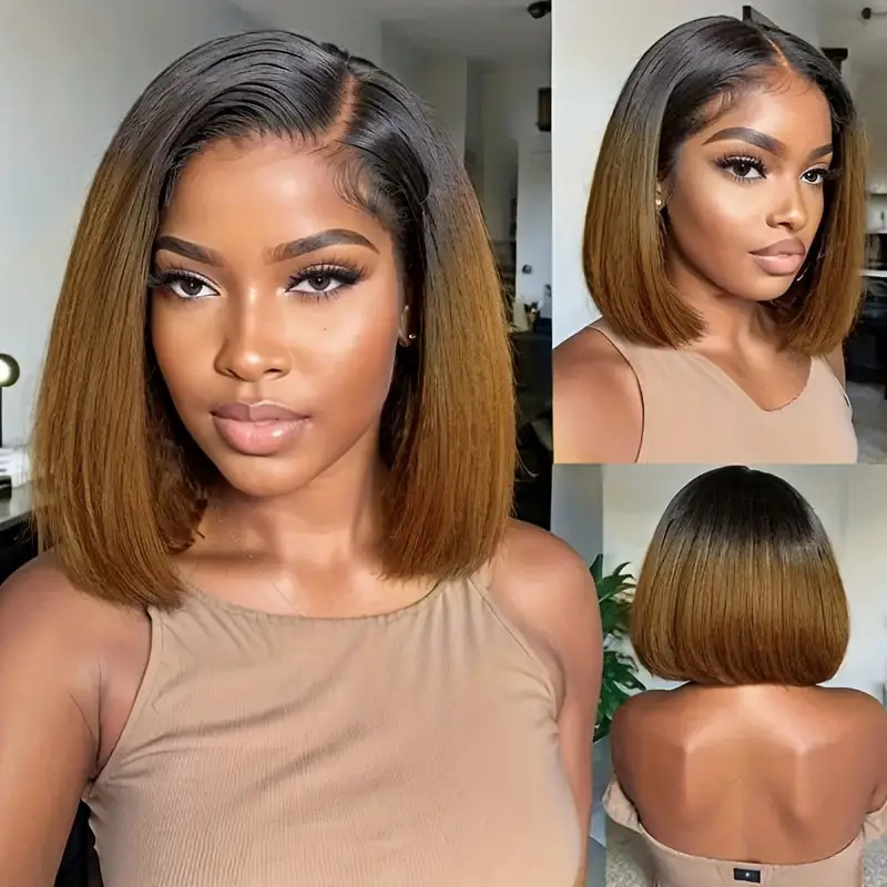 Short Bob Wig Lace Front Wig Amazon Women's Bob Gradient Short Straight Hair Natural Full Headgear Short Bob Wig Lace Front Wig Amazon Women's Bob Gradient Short Straight Hair Natural Full Headgear