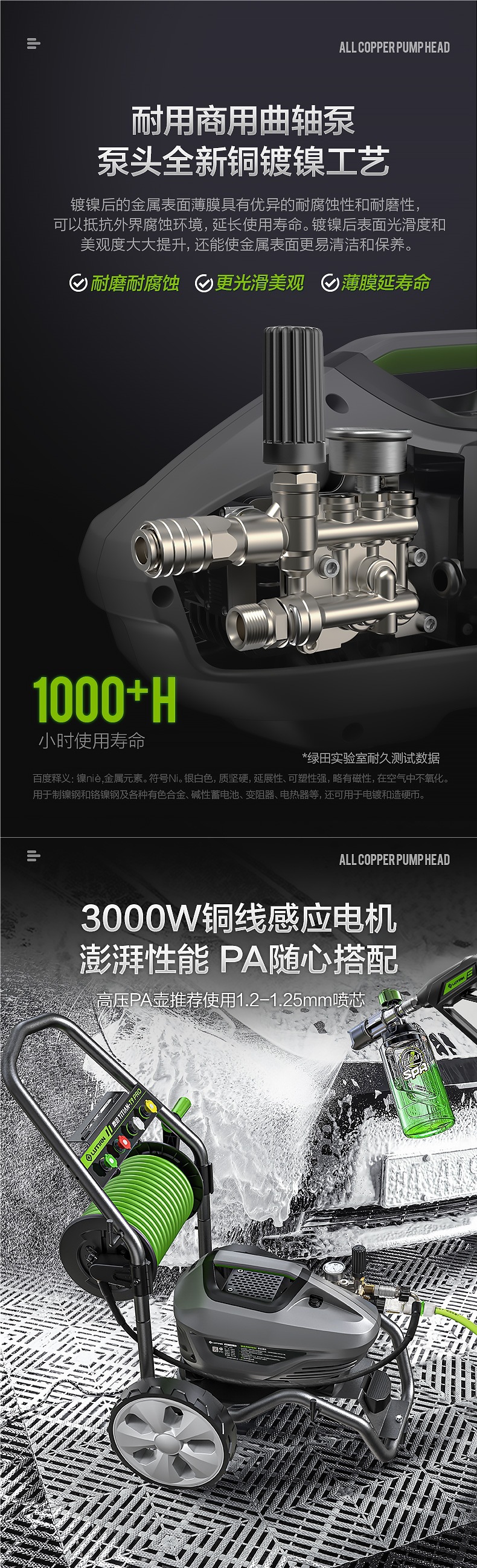Greenfield Commercial Car Washing Machine Titan High-Power Ultra-High Pressure Cleaning Machine Water Gun Car Washing Water Pump Household 220V Artifact