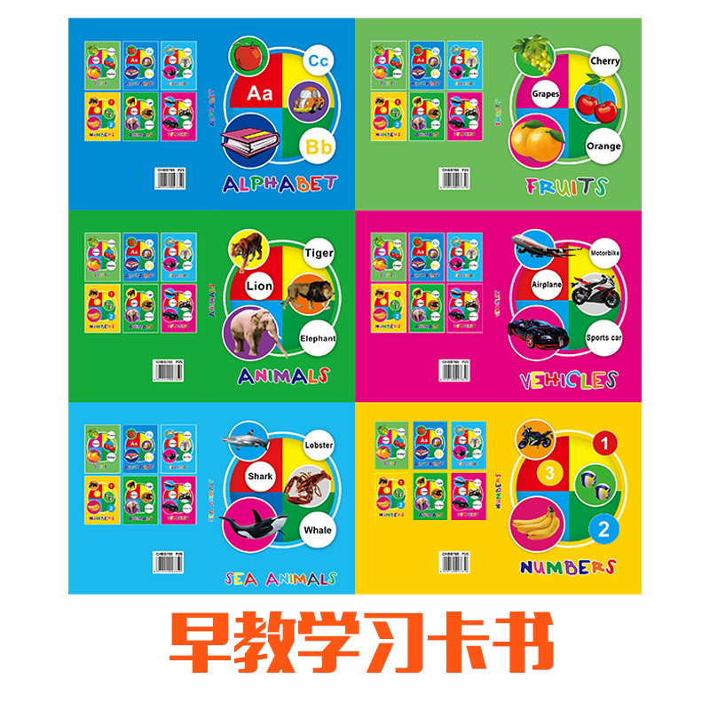 儿童英语认知基础入门思维益智0-6岁男女宝宝玩具卡书配对套早教