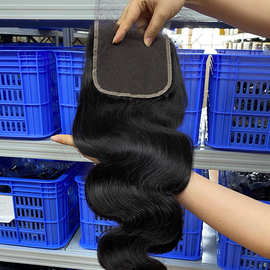 欧美跨境真人发发块5*5hd lace closure human hair假发真人发丝