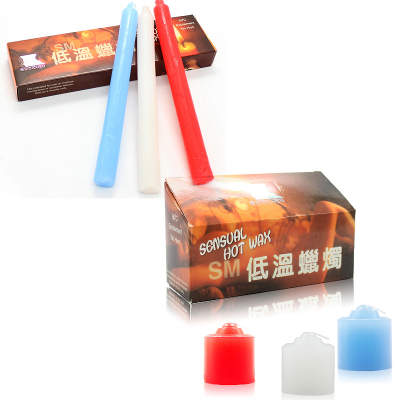 SM滴蜡情趣帝臣低温蜡烛长3支装蓝白红三色蜡烛另类玩具香味蜡烛