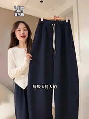 镰刀运动裤女秋季新款小个子高腰香蕉阔腿裤直筒加绒休闲卫裤