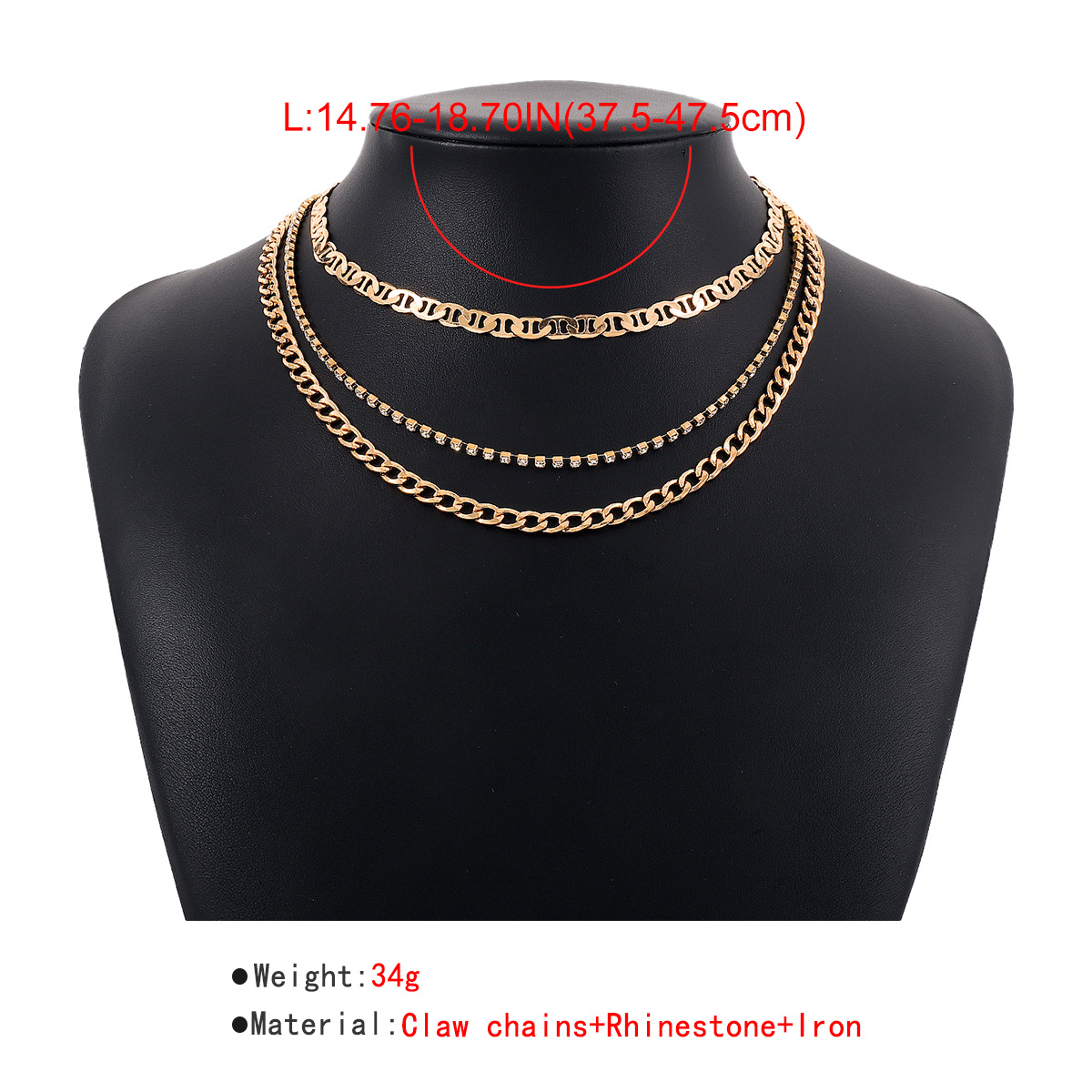 Wholesale Jewelry Simple Style Geometric Iron Plating Layered Necklaces display picture 7