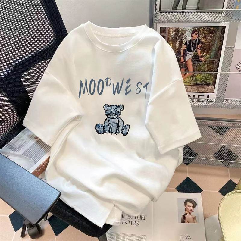 Manufacturer Wholesale Men's Clothing 2026 Summer Half-Sleeve Violent Bear Short-Sleeve Printed T-Shirt Simple Loose T-Shirt Manufacturer Wholesale Men's Clothing 2026 Summer Half-Sleeve Violent Bear Short-Sleeve Printed T-Shirt Simple Loose T-Shirt