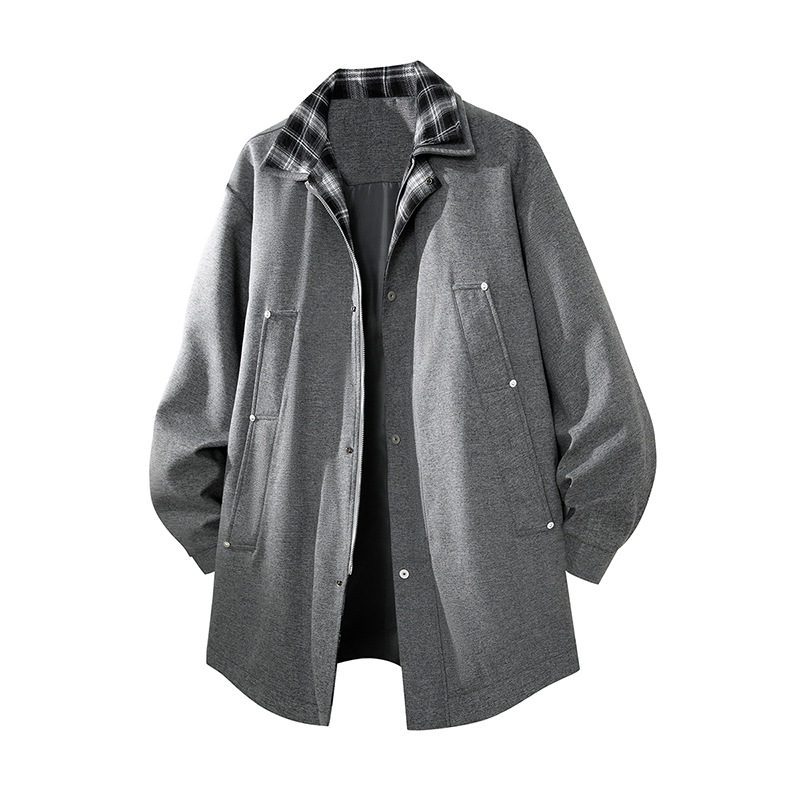 Men's Casual Jacket, Spring and Autumn 2025 New Style, Mid-Length Collared Coat, Autumn Outerwear for Men