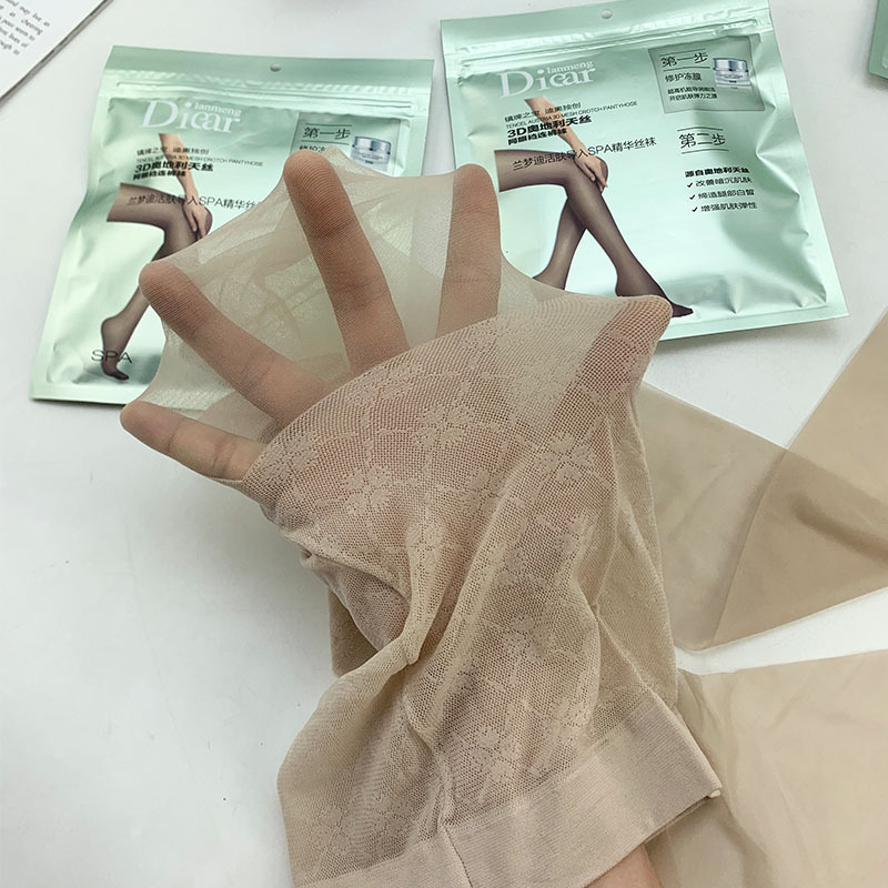 10D Ultra-Thin Lycra Core-Spun Pantyhose for Women, One-Line Crotch Anti-Snagging Summer Sunscreen Stockings, Bare-Leg Artifact Skin
