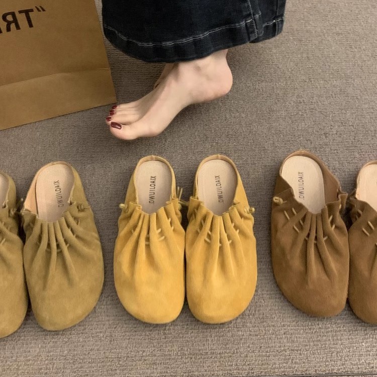 Zapatos Bocken suaves de primavera de 2025 nuevos zapatos de moda retro de un solo pie con un par de zapatos de cabeza