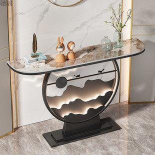 New Chinese Style Wall-leaning Modern Simple Entrance Table Home Entrance Aisle Rock Board End View Table Luminous Light Luxury Style Table