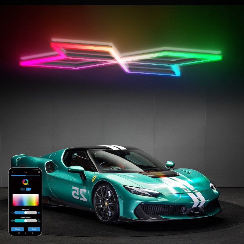 Luz de belleza de automóviles lavado de automóviles lámpara candelabro de estacionamiento lámpara de modelado de techo de panal de color RGB