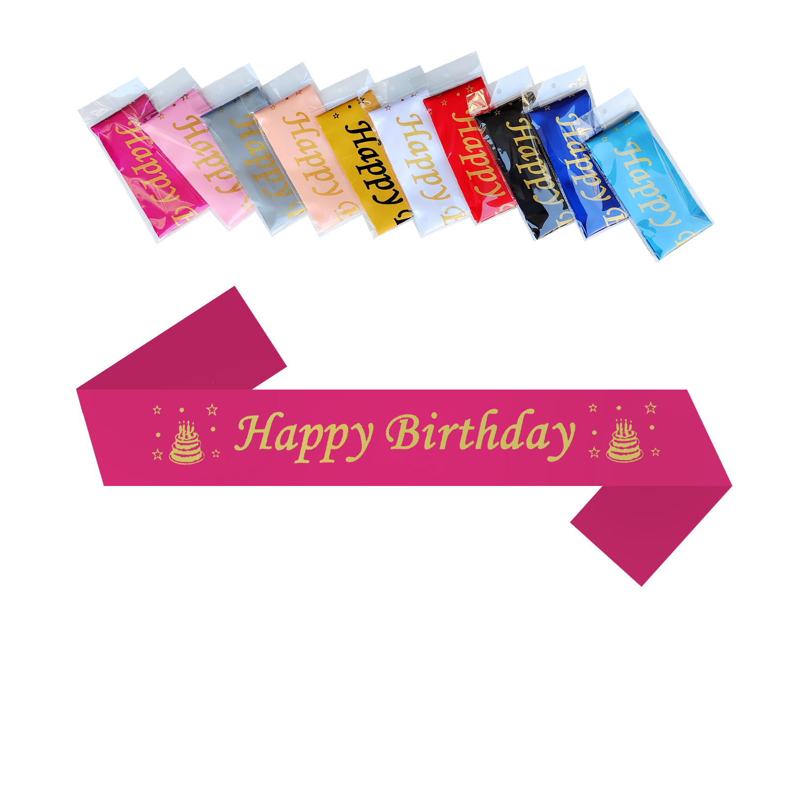 Feliz cumpleaños impresión de serigrafía inglesa correa de hombro para fotos accesorios suministros de fiesta transfronterizos varios estilos de venta transfronterizas