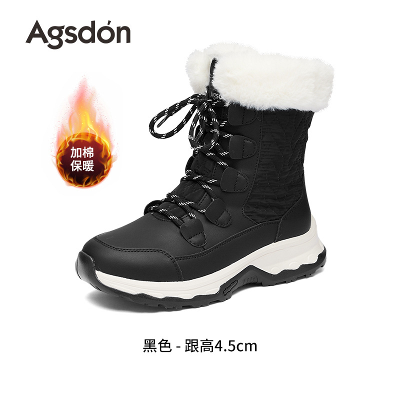 Botas de nieve al aire libre de Augu Shi Deng 2025 nuevas botas de invierno gruesas con camisa gruesa botas casuales blancas Martin