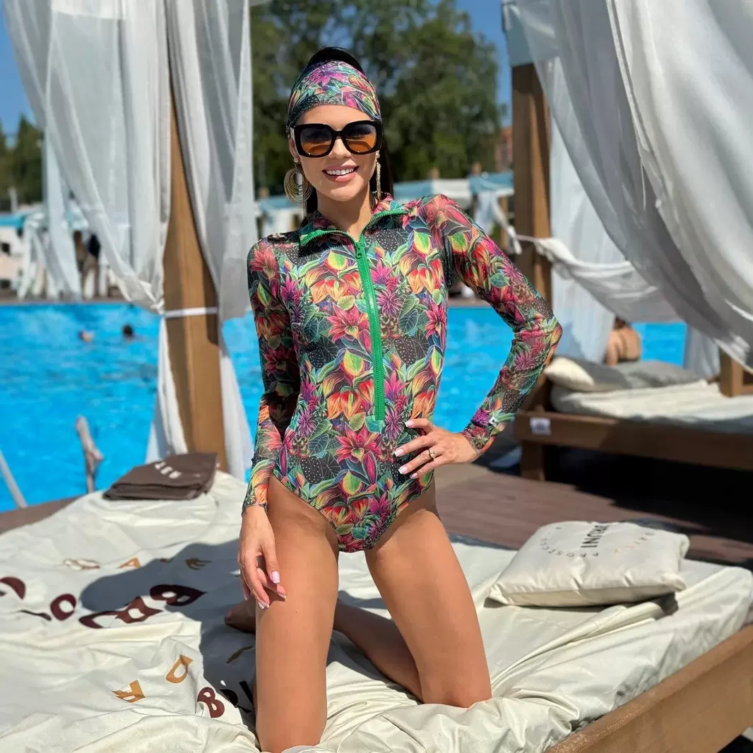 俄罗斯SPF防晒泳衣купальник欧美连体泳装比基尼两件套