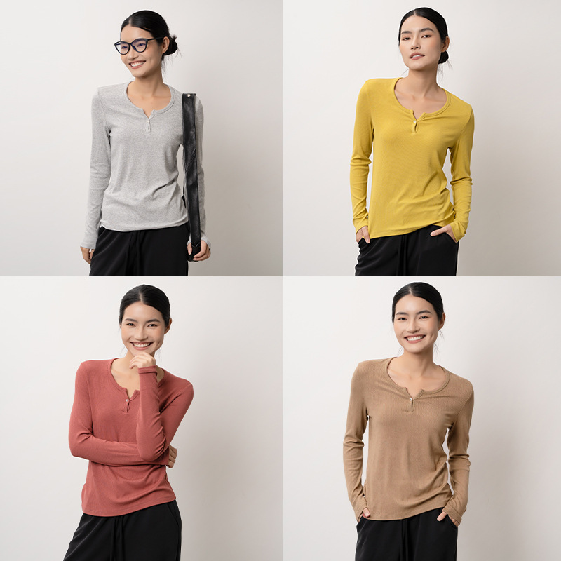 Knitted Round Neck Long-Sleeved T-Shirt for Women, 2026 Spring and Autumn Season, Versatile Pullover Top That Can Be Worn Inside or Outside