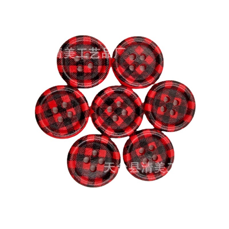 20mm impreso Plaid/log borde fino botones decorativos de madera Plaid borde fino botones 40 unidades un paquete
