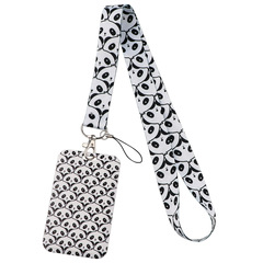 可愛國寶熊貓卡套掛繩  學生門禁廠牌掛脖鑰匙鏈手機繩硬殼卡套