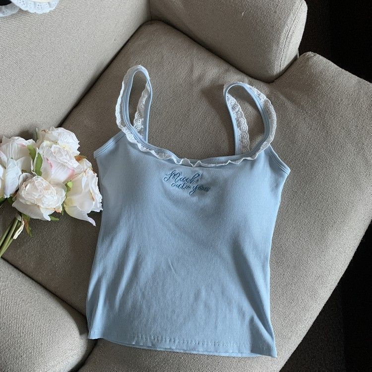 Pure Desire レース刺繍キャミソール レディース 胸パッド付き インナーとアウター 美背中デザイン 着痩せトップス 夏|undefined