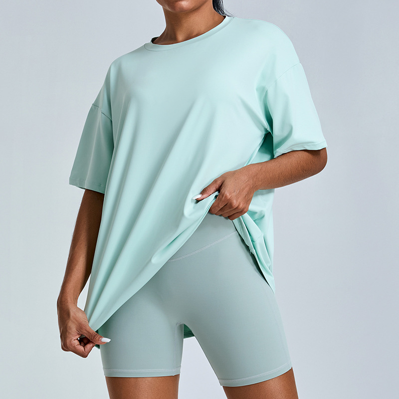 Nueva camiseta deportiva transpirable al aire libre de mangas cortas ropa de yoga mujer universal suelta rápida secado ligero correr ropa de fitness