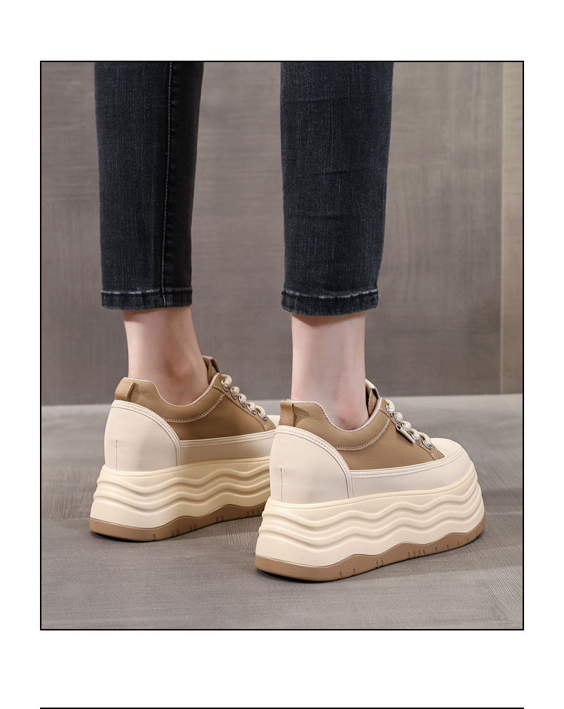 Giày sneaker nữ đế dày độn cao bên trong phiên bản cơ bản dễ phối — Màu đen chi tiết 19