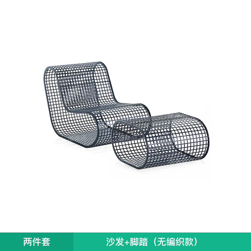 Conjunto de sofás para exteriores para balcón de villa, terraza de jardín resistente al sol, sofá creativo de ratán de aleación de aluminio con diseño hueco. image 12