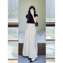 夏装搭配一整套韩系夏天松弛感茶系穿搭盐系轻熟半身裙子两件套装