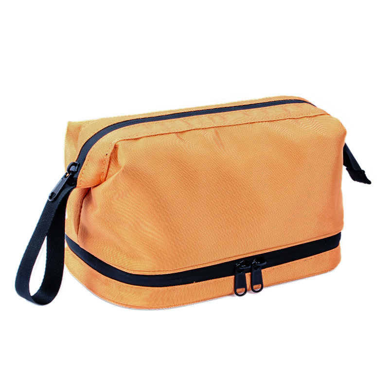 Solid Color Double Layer Toiletry Bag Travel Storage Dry and Wet Separate Toiletry Bag Large Capacity Cosmetic Bag Carrying Bag