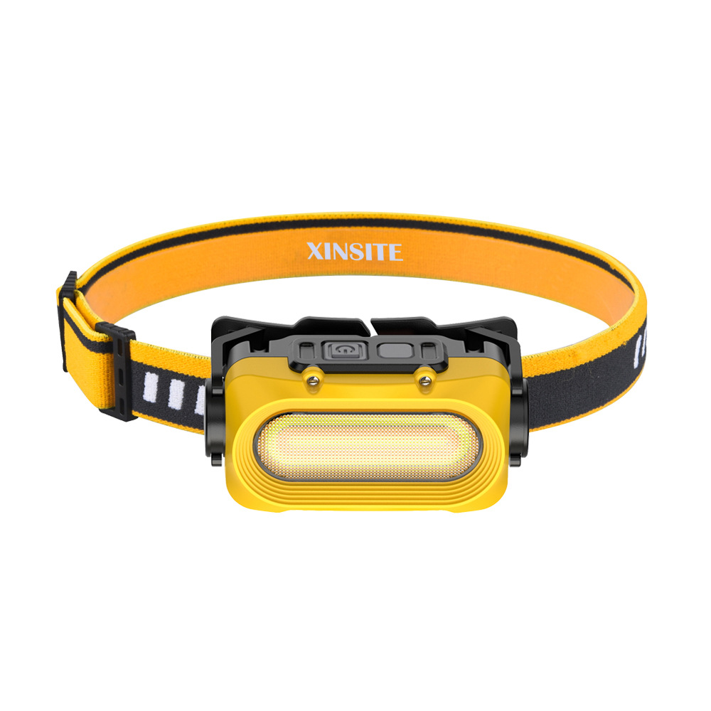 Nuevo faro de luz fuerte al aire libre transfronterizo carga súper brillante montado en la cabeza faro de pesca nocturna COB lámpara de minero a prueba de agua