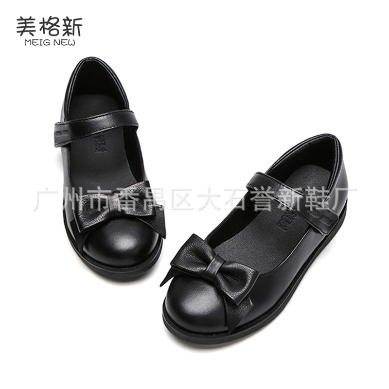 Новые черные туфли из натуральной кожи с бантом для девочек Meige, весенне-осенние туфли принцессы, студенческие туфли на плоской подошве, школьная форма, стиль преппи