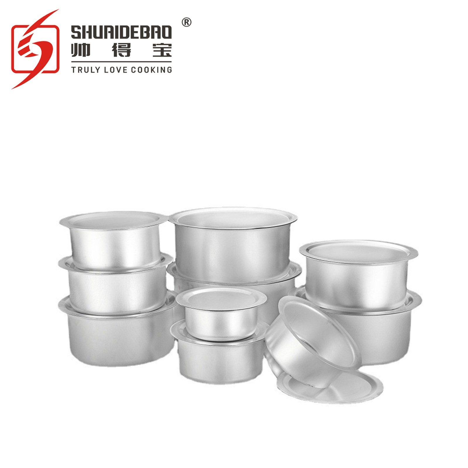 Doble fondo no recubierto olla traje de regalo J hogar lijado olla de aluminio de alta calidad cazuela sopa olla conjunto