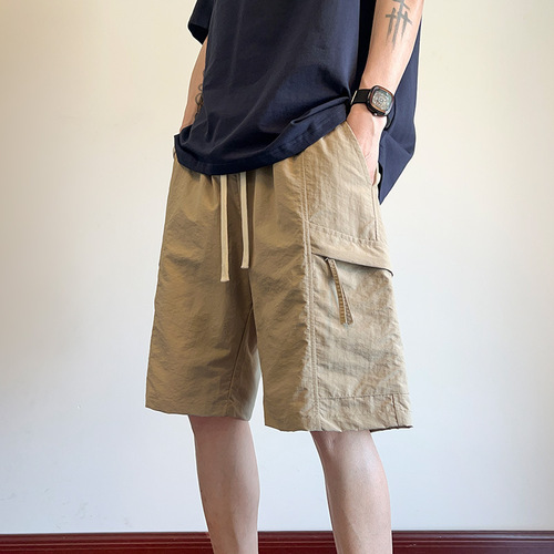 2025 quick-drying work shorts, men's summer thin fashion brand all-matching loose casual mid-pants, men's quarter pants