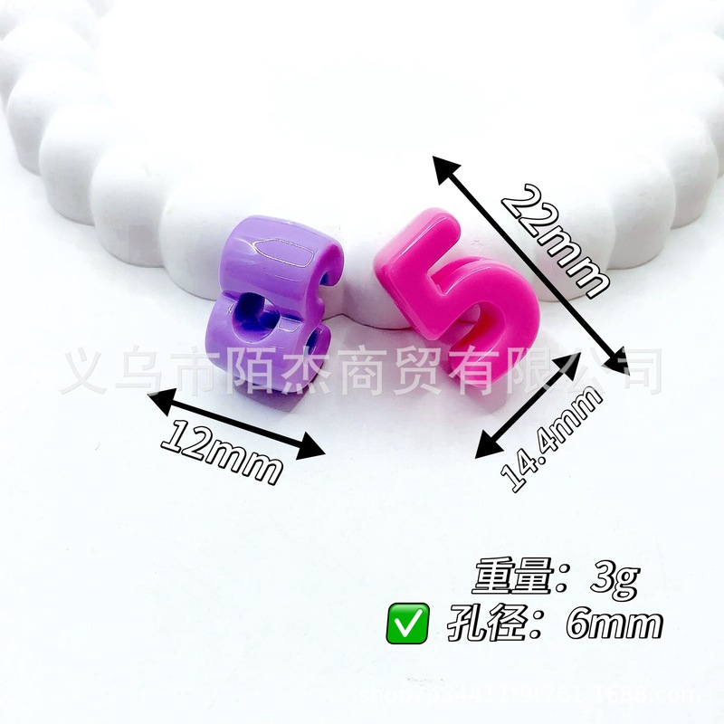 カラーアクリル大穴デジタルビーズストレートホールビーズ DIY 携帯電話チェーンキーホルダーペンダントルースビーズジュエリーアクセサリー|undefined