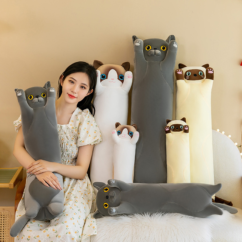 Cross-border Hot Long Cat Pillow Cat Sleeping Doll Cat Island Pillow Plush Doll Doll Rag Doll