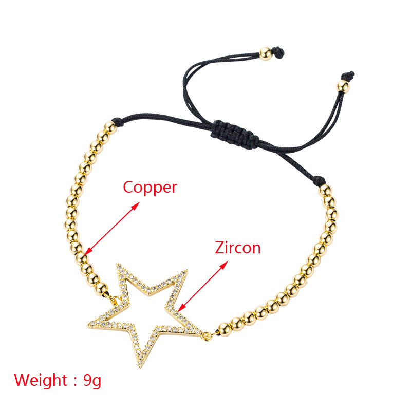Nihaojewelry wholesale jewelry copper inlaid zircon hollow stars pull braided braceletpicture1