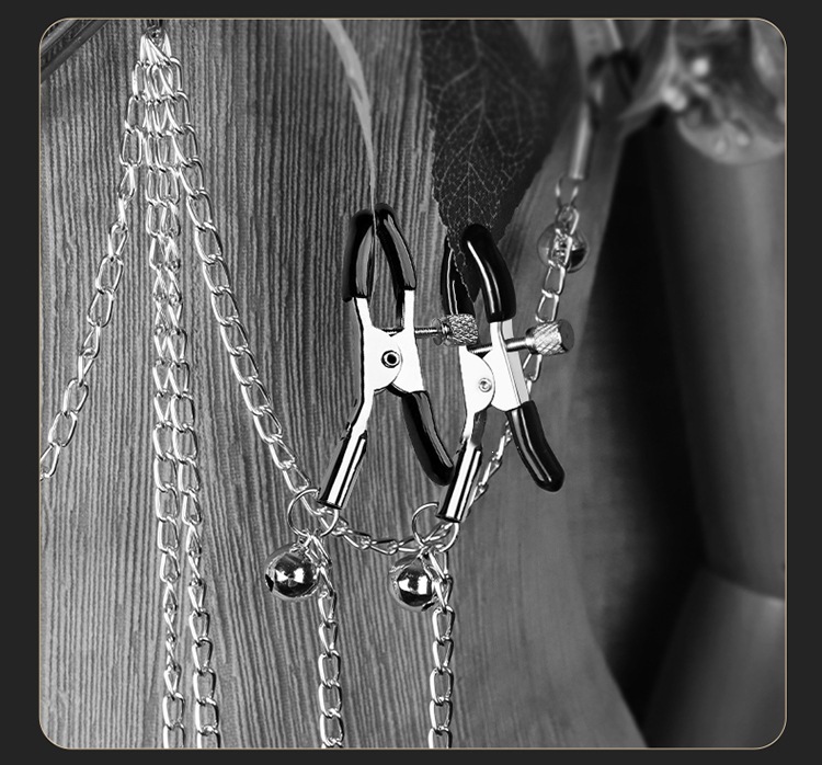 SM Nipple Clamps for Couples, Metal and PVC Body, Black Adult Flirting Accessory — detail image 18