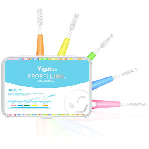 Medical push-pull retractable interdental brush, orthodontic cleaning braces interdental toothbrush, 60 pieces of interdental brush
