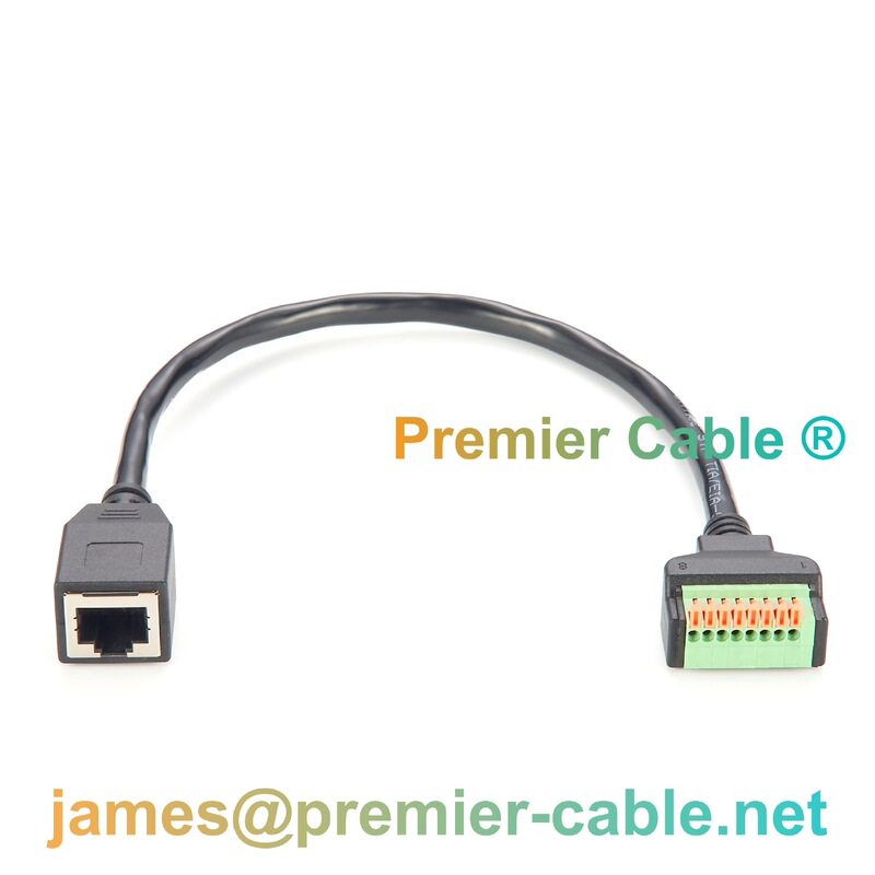 Rj45 Female Socket to Push-Type Spring Terminal Connection Cable 30cm Network Port Connector Industrial Ethernet