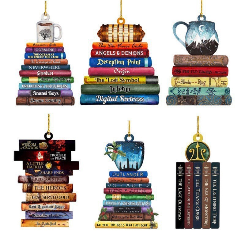 Christmas Decoration Book Pendant Acrylic Flat Book Christmas Tree Decoration Holiday Party Gift