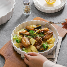 陶瓷圆形派盘烘焙烤盘披萨水果盘芝士焗饭耐高温烤箱微波炉跨境